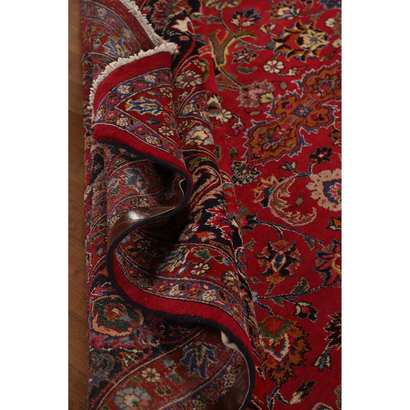 Hand Knotted Oriental 100% Wool Carpet Traditional Floral Red Mashad Area Rug - 16' 4'' X 10' 0''