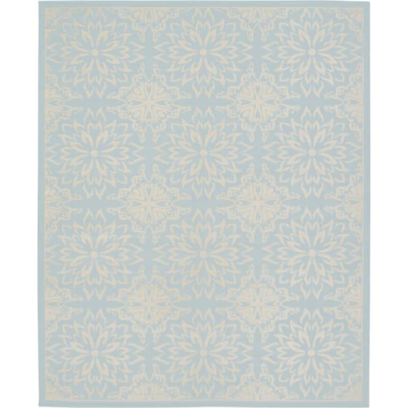 Nourison Jane Floral Medallion Indoor only Area Rug - 7' 10" x 9' 10" - Ivory/Light Blue