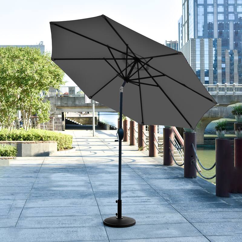 Lopes 9-Foot Patio Umbrella with Ceramic Base Included - Gray