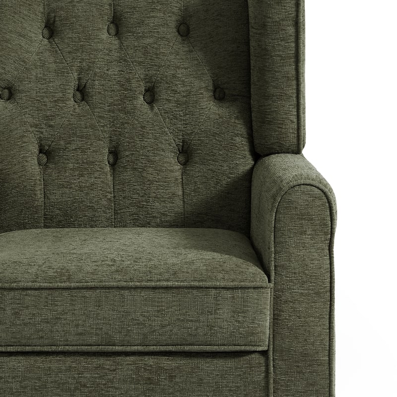 Button-Tufted Accent Chair Wingback Armchair - 38"H