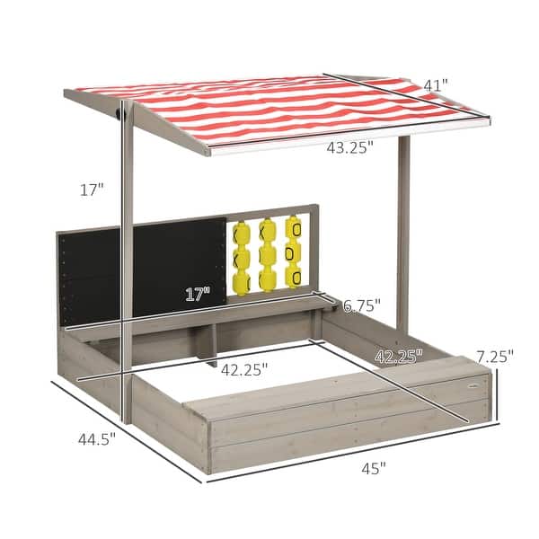 Kids Sandbox with Cover, Wooden Sandbox Backyard Toy