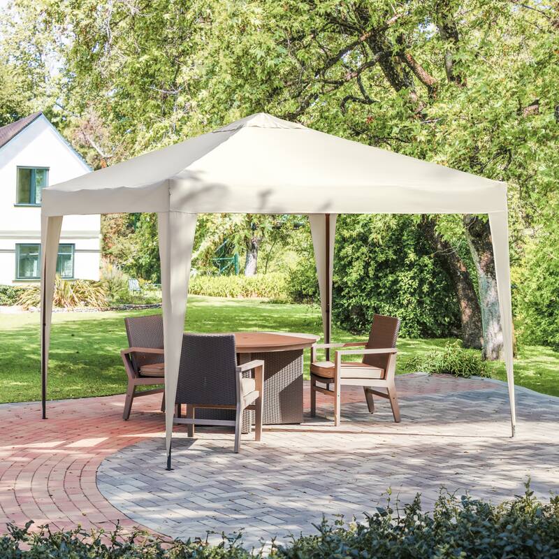 Furniture of America Briar Easy Set-Up Adjustable Outdoor Pop Up Gazebo with Soft Top and Carry Bag - 10ft x 10ft - White
