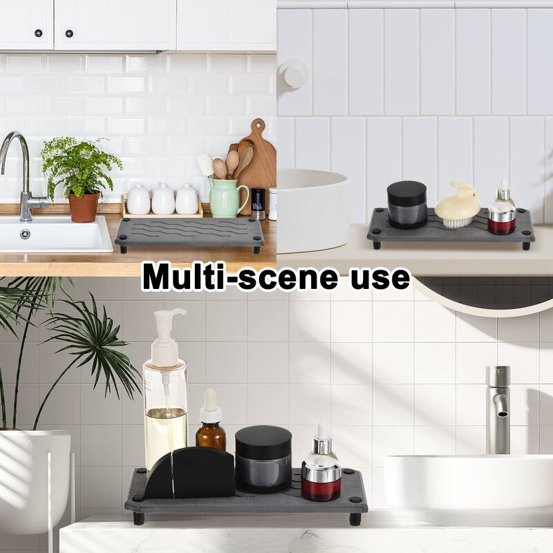 2pcs Instant Dry Sink Organizer 2 Tier Fast Drying Stone Sink Tray - 9.8" x 3.9" x 1"