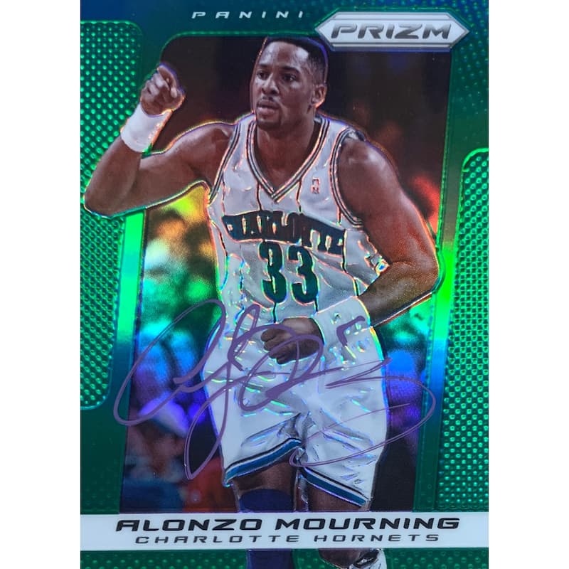 Alonzo Mourning Autographed 2013 Panini Green Prizm Signed Basketball Card #244 Auto JSA COA - 8'6" x 11'6"