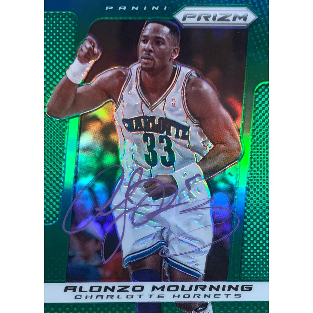 Alonzo Mourning Autographed 2013 Panini Green Prizm Signed Basketball Card #244 Auto JSA COA - 8'6" x 11'6"