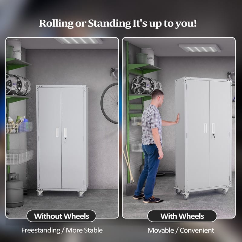 Steel Tool Storage Cabinet with Wheels and Hole Plate
