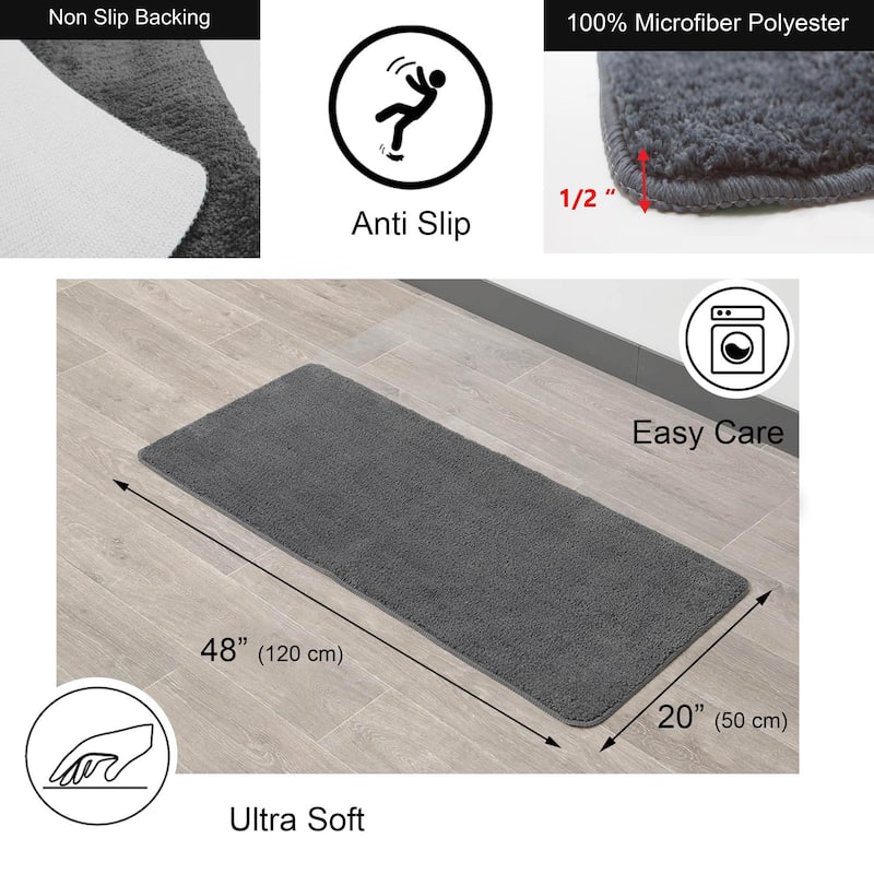 Microfiber Polyester Double Sink Bath Mat Runner - 48"L x 20"W