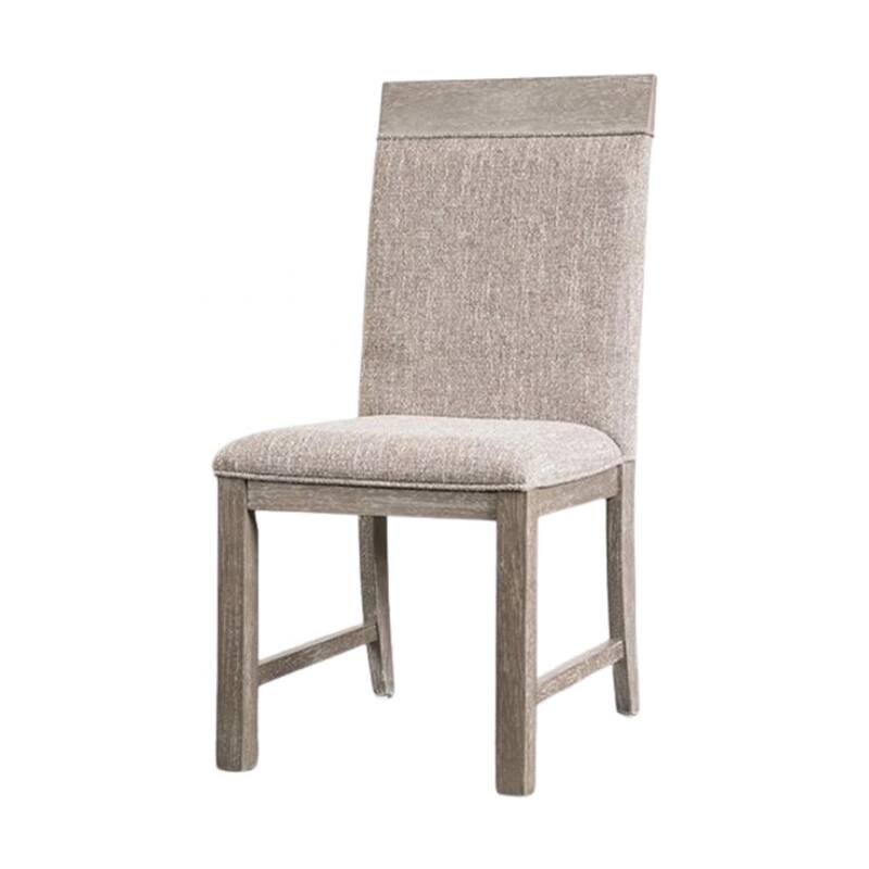 Gris Side Dining Chair, Gray Solid Wood, Fabric Padded Seat