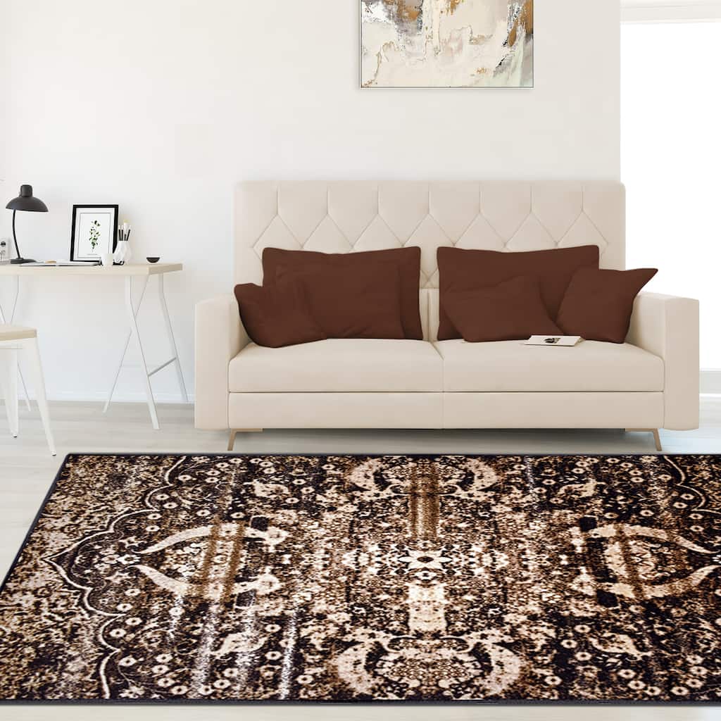 Superior Oswell Medallion Non-Slip Washable Indoor Runner or Area Rug