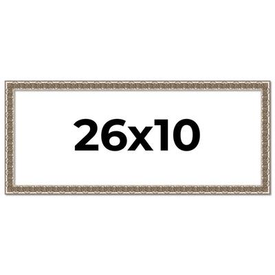 26x10 Frame Silver Versailles Ornate Solid Wood Picture Frame | 1 Inch