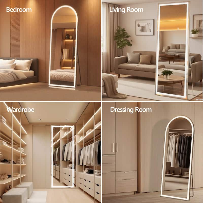 71x24 Inch Full Length Mirror with Lights,Full Body Dressing Standing, Hanging Mounted Mirror for Living Room Bedroom Cloakroom