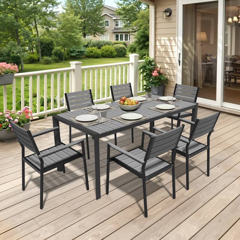 Pellebant Premium Outdoor Patio Aluminum Dining Table with Umbrella Hole