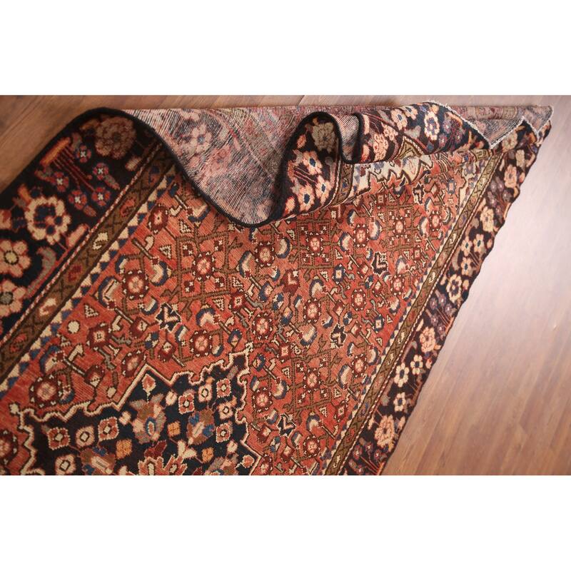 Hand Knotted Oriental 100% Wool Carpet Traditional Medallion Red Hamedan Runner Rug - 11' 0'' X 4' 0''