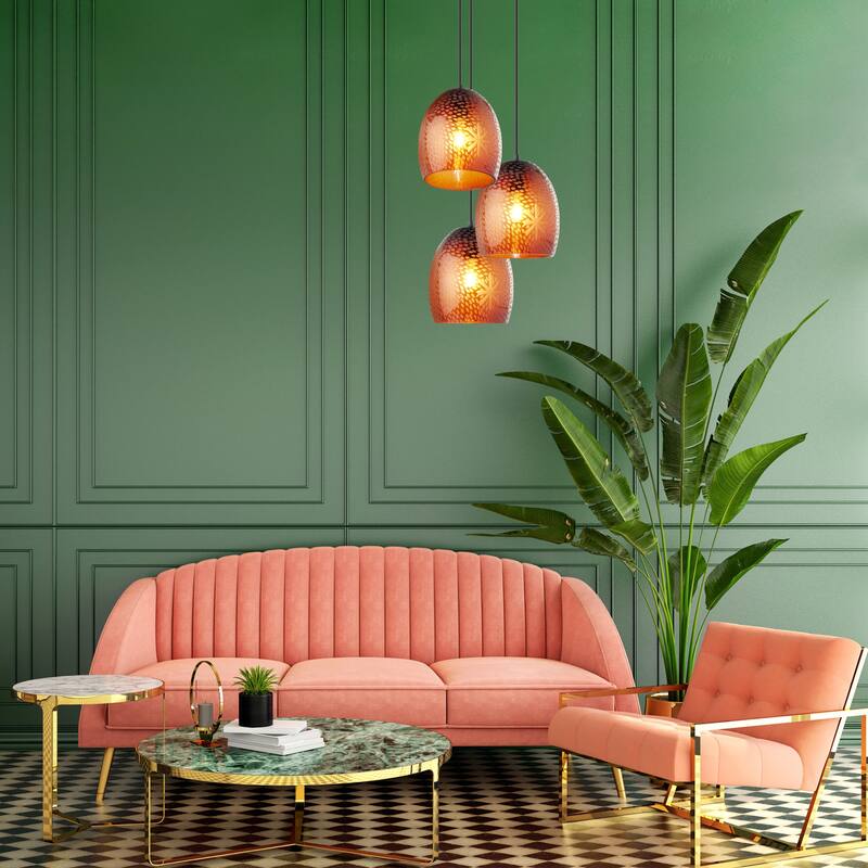 Charlene River of Goods Black Metal and Hand-Blown Glass 8-Inch Pendant Light with Adjustable Hanging Cord - 8" x 8" x 64"