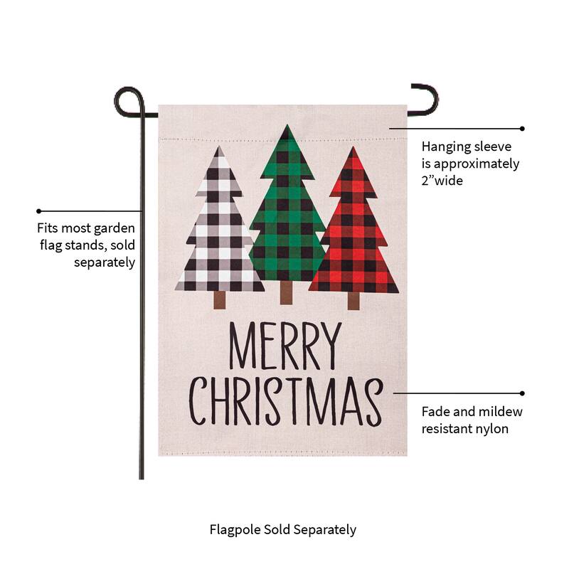 Mixed Pattern Trees "Merry Christmas" Garden Suede Flag, SNL