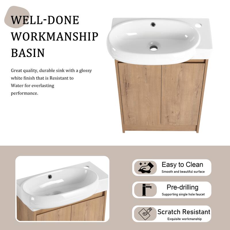Beingnext 16"/23" Bathroom Vanity with Sink, Floating/Freestanding Bathroom Vanity with Soft Close Door