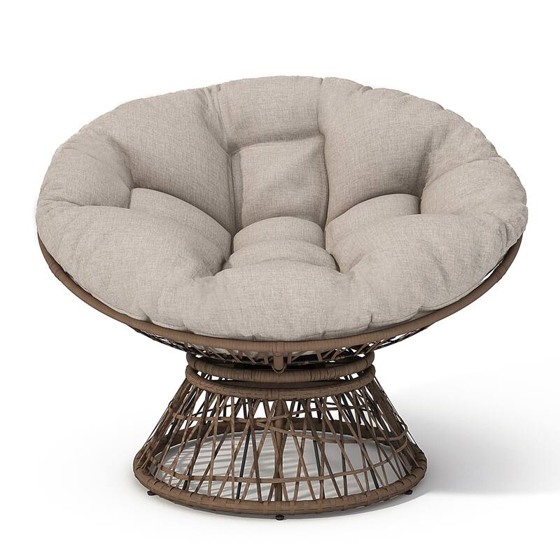 Ergonomic Wicker Chair with Thick Cushion and 360-Degree Swivel for Ultimate Comfort and Style