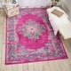 preview thumbnail 1 of 5, Porch & Den Dobbin Vintage Persian Medallion Farmhouse Area Rug 3'9 x 5'9 - Fuchsia