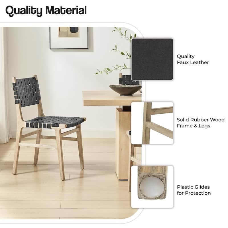NPD Furniture Marco Faux Leather Dining Side Chair Drift Wood Frame (Set of 2)
