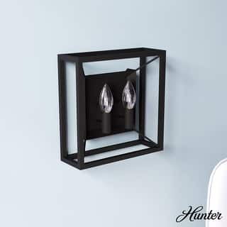 Hunter Doherty 2-Light Wall Sconce - Bathroom, Bedroom, Hallway - Industrial, Contemporary, Transitional - Damp Rated