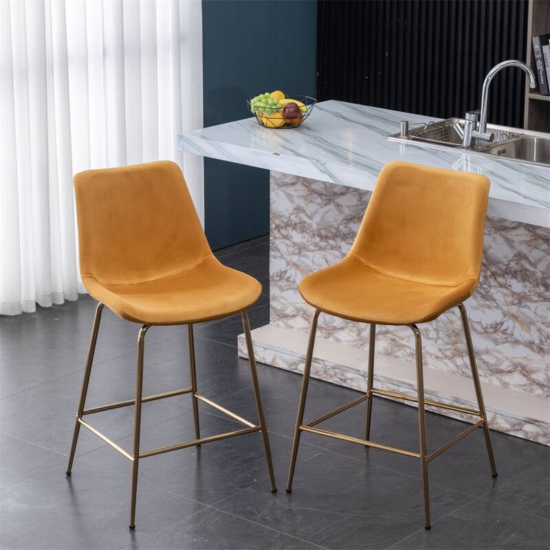 Modern Velvet 26.50 Counter Height Stool, Set of 2