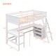 preview thumbnail 17 of 50, Twin Size Wooden Loft Bed With Shelves and Desk for Home