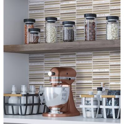 Apollo tile 12" x 12" Waterfall Glossy Beige Glass Tile (4.83 sq ft/case) - 5 Pack