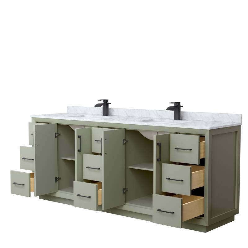 Strada 84-Inch Double Vanity Set, Carrara Marble Top