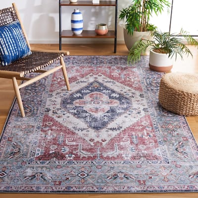 SAFAVIEH Tucson Machine Washable Slip Resistant Mettie Oriental Distressed