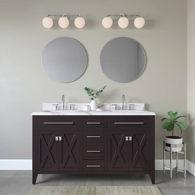 929 Lighting 3 Light Bathroom Vanity Fixture in Multiple Finishes with Opal Glass Shades - Chrome