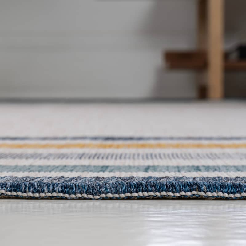 JONATHAN Y Reversible Calypso Classic Coastal Mitred Stripe Machine-Washable Indoor/Outdoor Area Rug