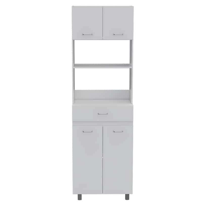 Double Door Microwave Cabinet with Drawer and Shelf - N/A