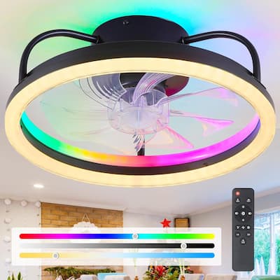 16" Low Profile Ceiling Fan with Light,3CCT 3 Speed Small Ceiling Fan for Bedroom,Closet,Small Room - 16 Inches