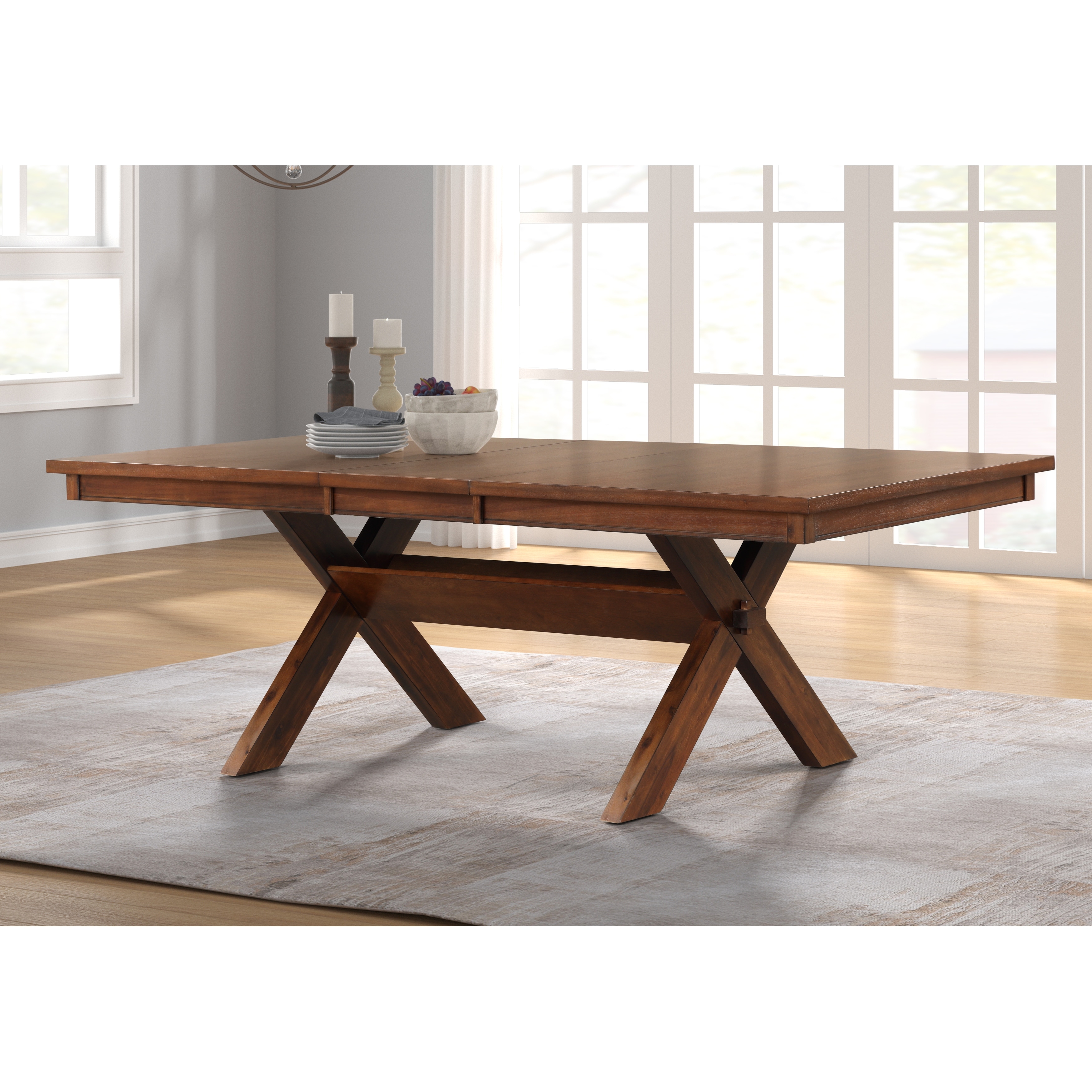 Solid wood trestle dining table hotsell set