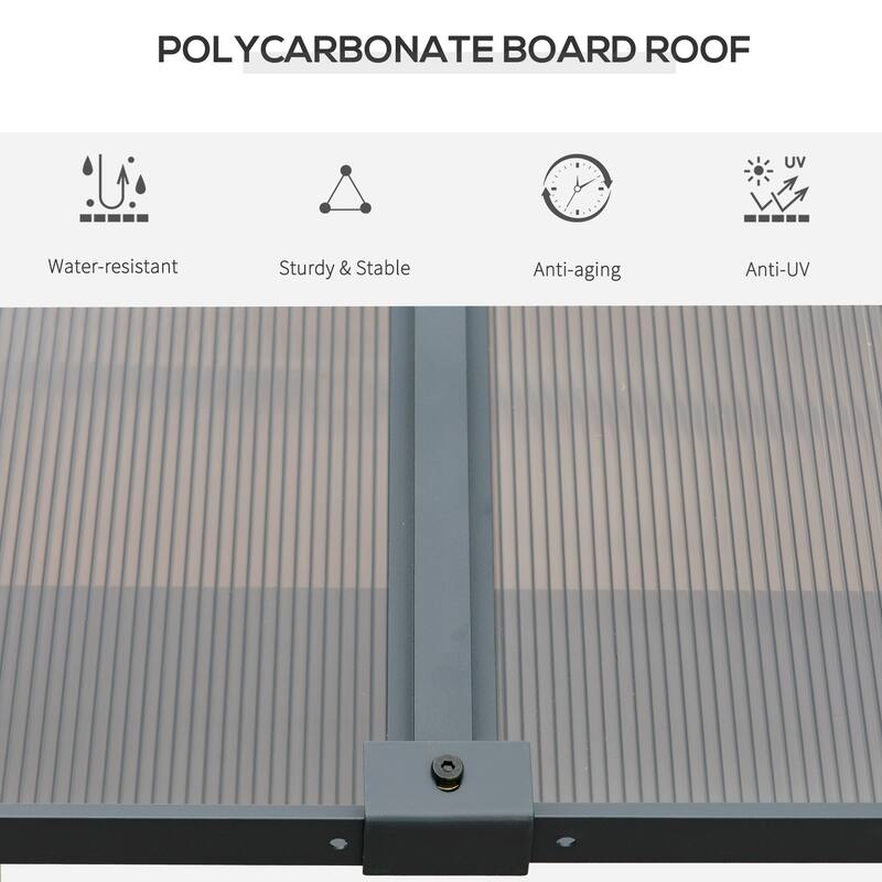 Outsunny 13' x 9.5' Outdoor Porch Patio Gazebo with Sloping Polycarbonate Roof, Durable Aluminum Frame, & Netted Curtain