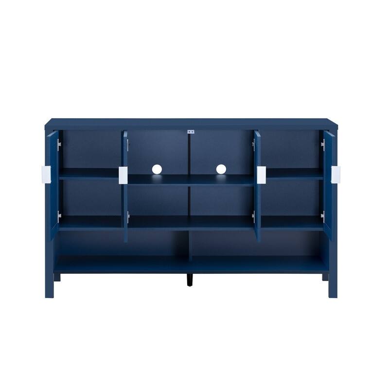 Modern 55.1" Storage Sideboard with 4-Doors, Multi Functional Buffet Table with Open Shelf and Adjustable Shelves