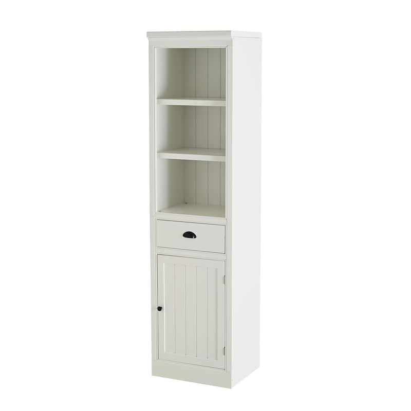 Freestanding 5-Tier Display Book Shelf with File Drawer, Bookcase with Storage Cabinet, Wooden Organizer Pantry Cabinet