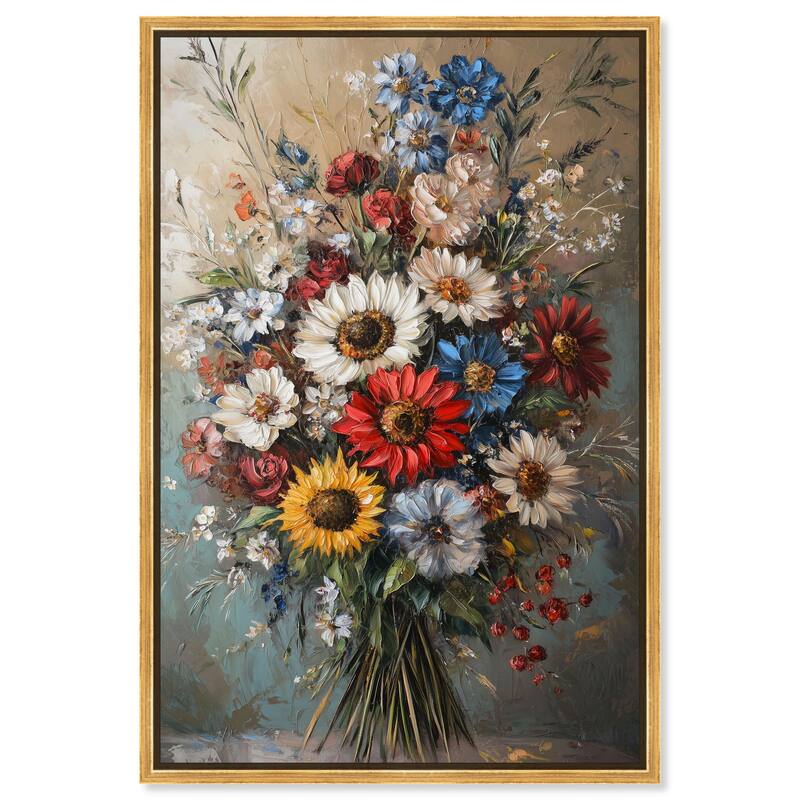 Symphony of Flowers I Canvas by Art Remedy - Gold - 36" x 54"