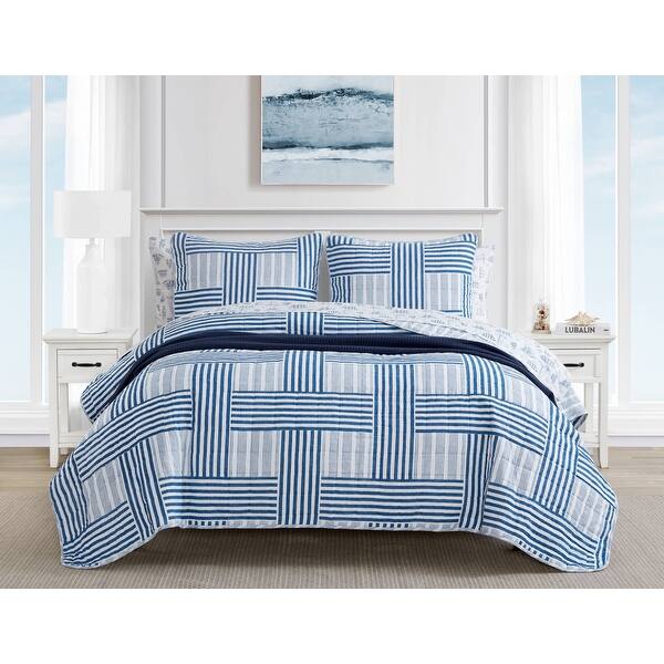 Nautica Seighford Cotton Navy Quilt Set Bed Bath & Beyond 35785752
