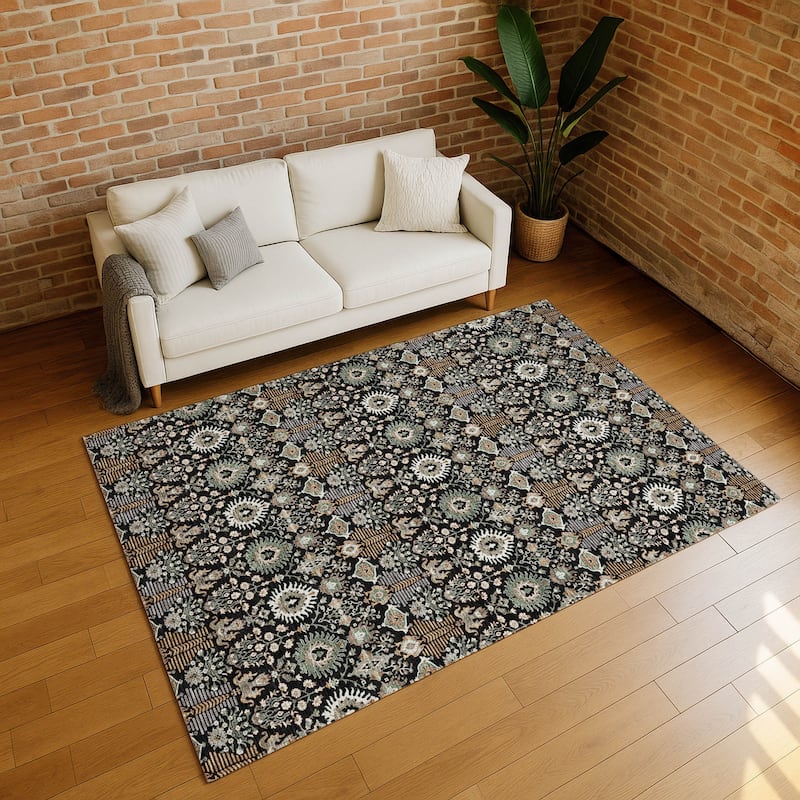 Machine Washable Indoor/ Outdoor Traditional Xander Chantille Rug