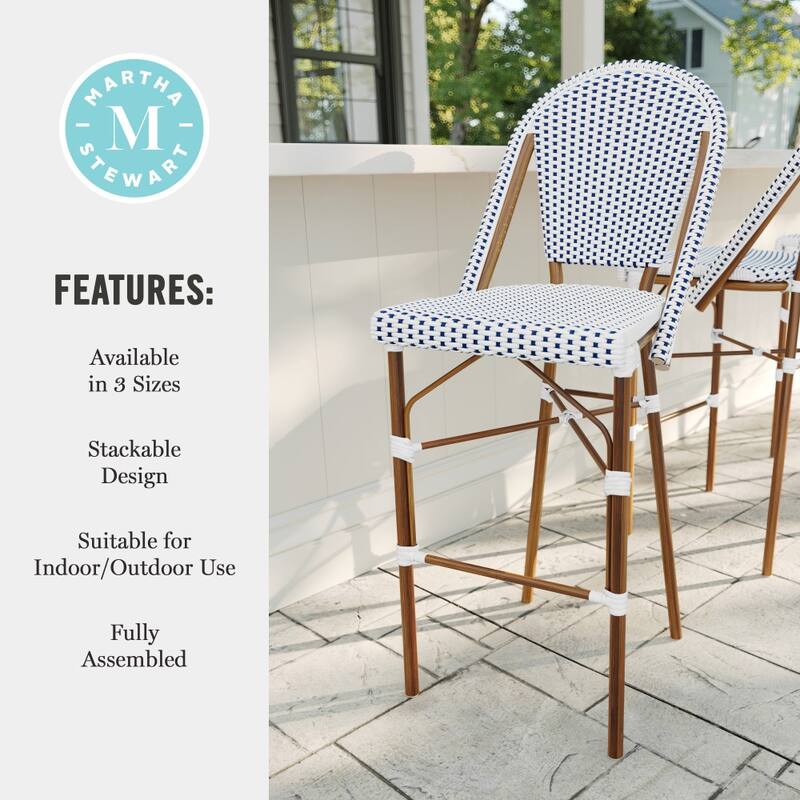 Martha Stewart 2PK All-Weather Stackable Patio Bistro Bar Stools - 18.5"W x 23.25"D x 45.75"H