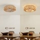 preview thumbnail 2 of 17, Boho Smart Gold Rattan Caged Drum Flush Mount Ceiling Fan