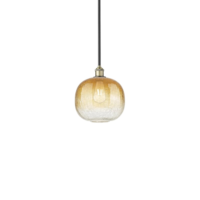 Innovations Lighting 616-1S-12-11 Brookhaven Sphere Pendant Brookhaven - Black Antique Brass / Amber