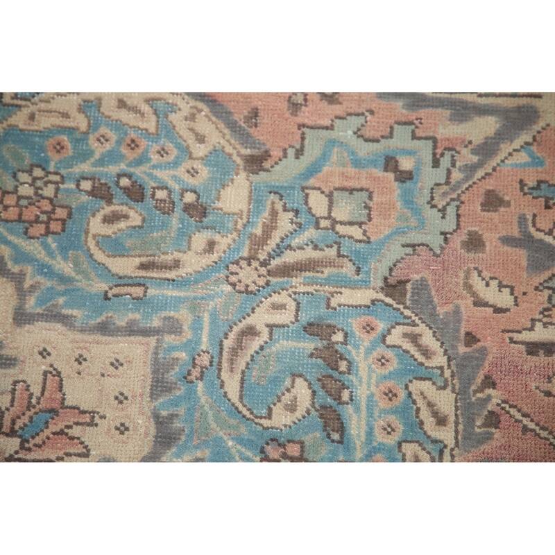 Hand Knotted Oriental 100% Wool Carpet Traditional Floral Pink Tabriz Area Rug - 9' 5'' X 6' 4''