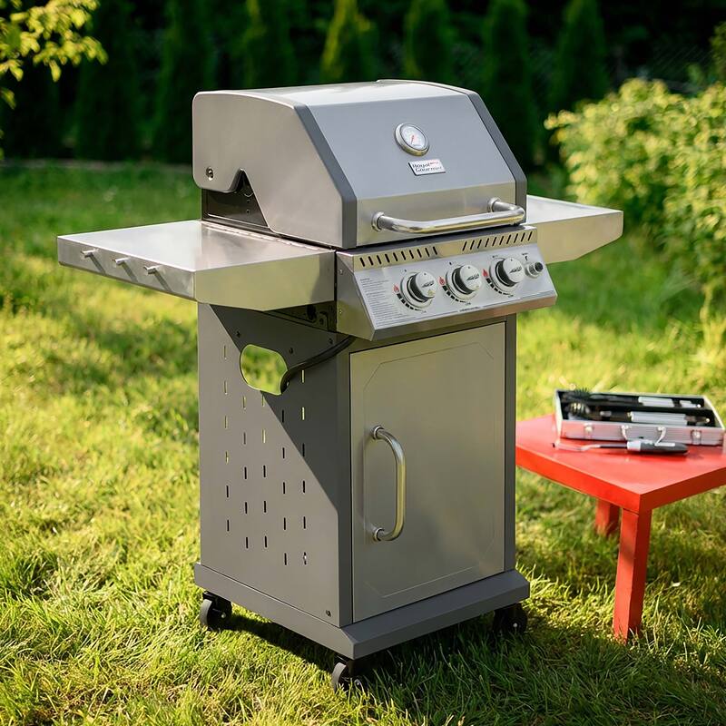 Royal Gourmet Stainless Steel 3-Burner Gas Grill with Side Tables