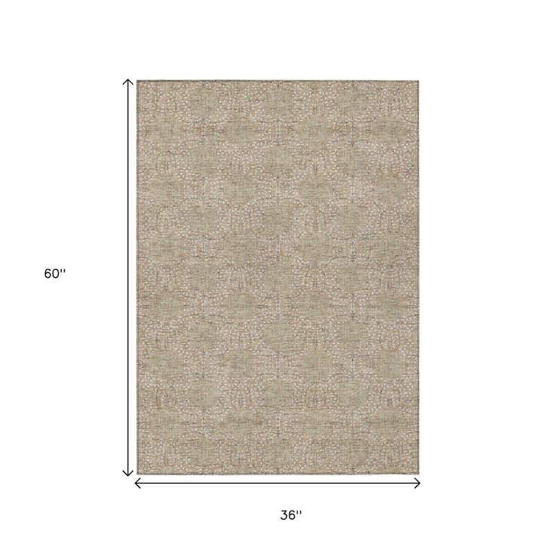 HomeRoots Damask Transitional Rectangle Outdoor Rug