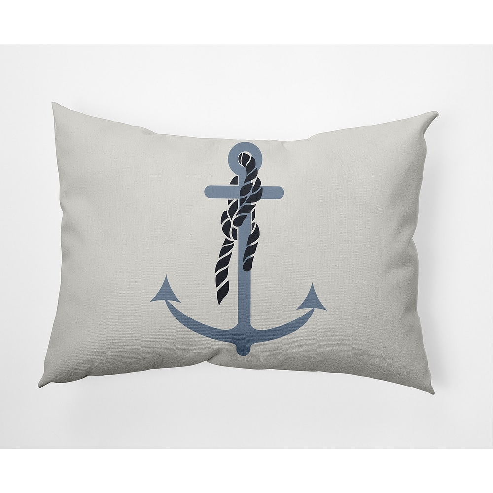 Anchor and Rope Nautical Indoor/Outdoor Throw Pillow