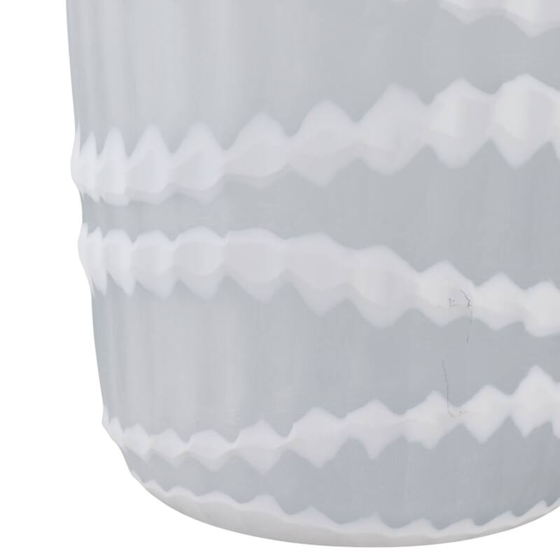 Glass Vase Carved Vertical Strips Pattern Finish Centerpiece Tabletop