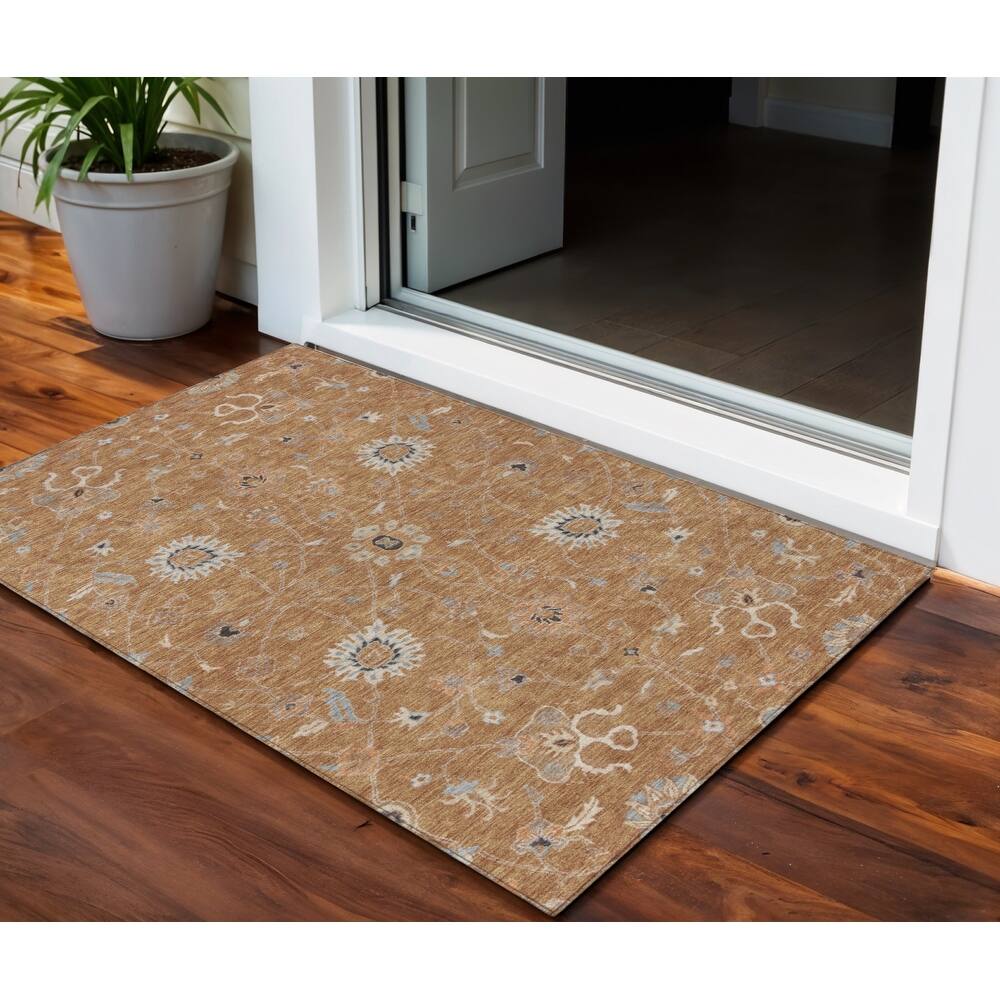 HomeRoots Floral Traditional Rectangle Outdoor Rug