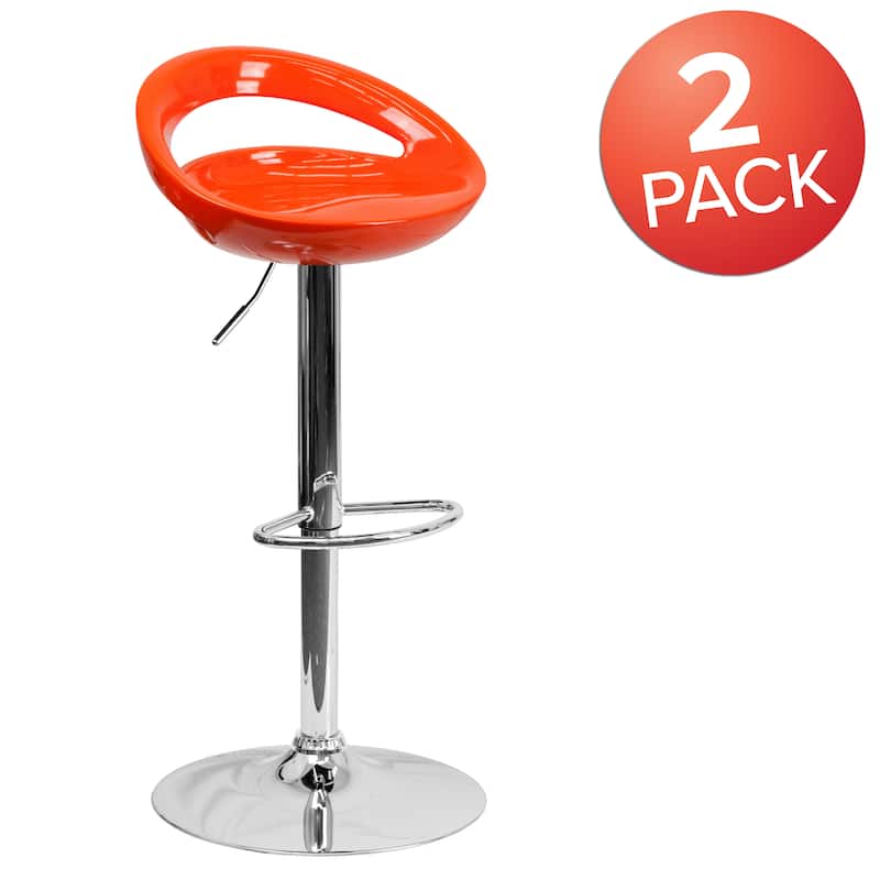 Height-adjustable Barstools with Rounded Cutout Backs (Set of 2) - 18.25"W x 18.25"D x 30.25" - 38.75"H